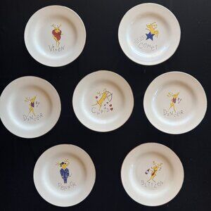 Set of Six Pristine Pottery Barn REINDEER 11" Dinner Plates
